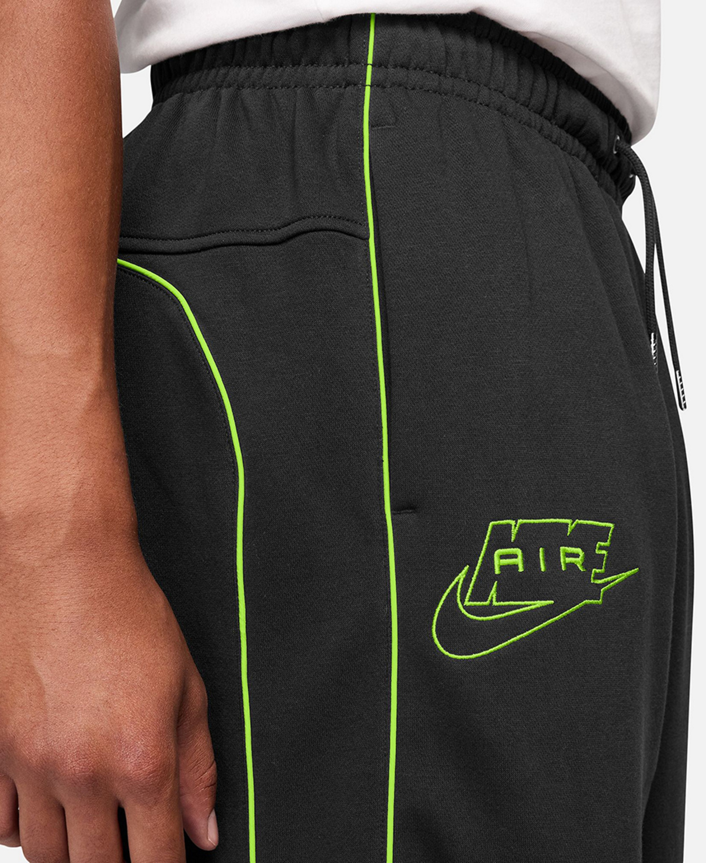 Nike Men's Air Open Hem Fleece Pants - Black/Volt