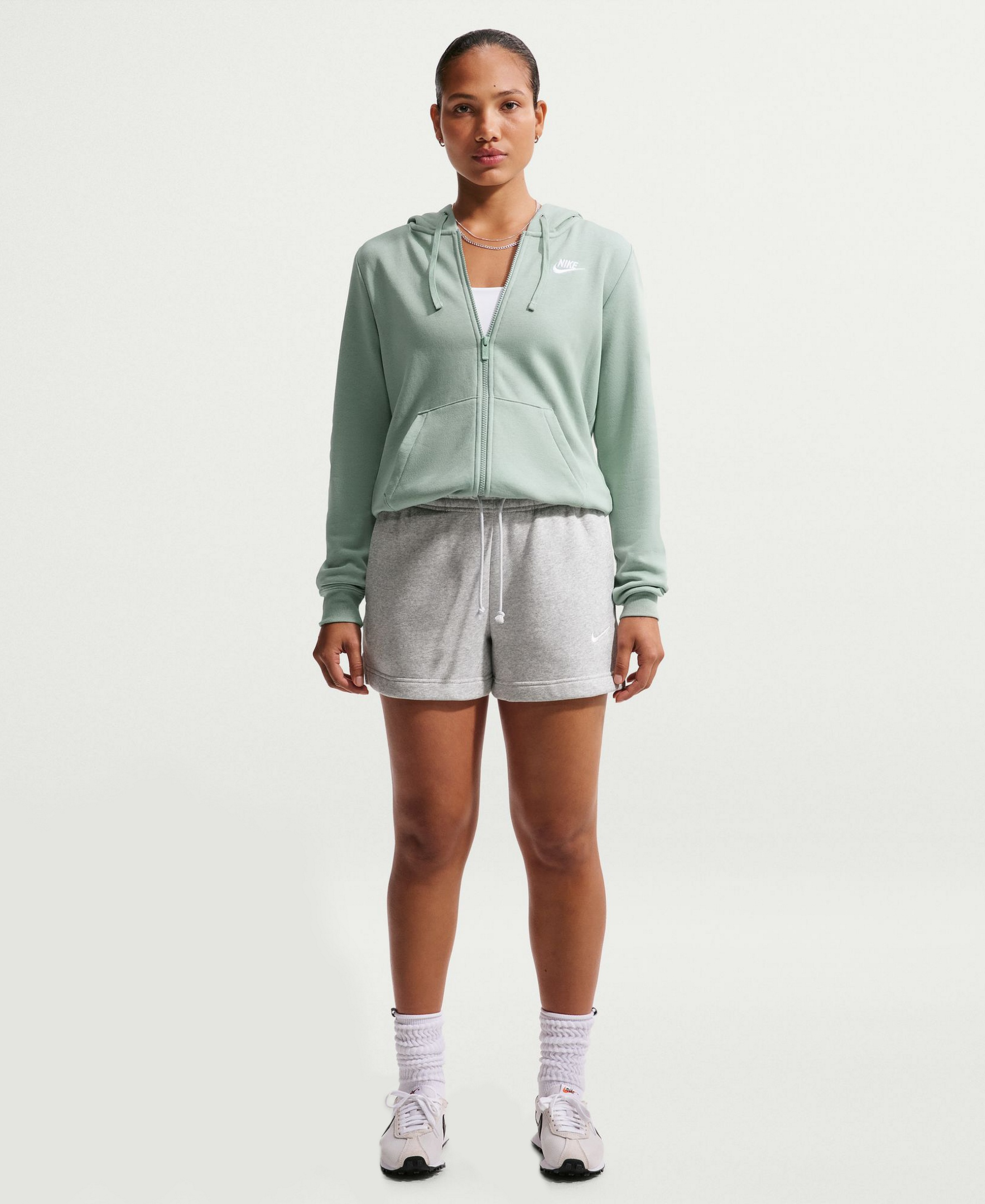 Nike Women's Sportswear Club Fleece Full-Zip Hoodie - Steam/white