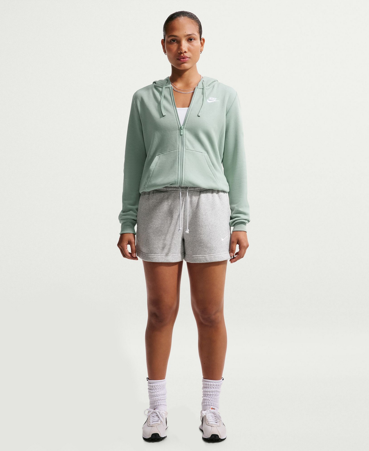 Nike Women's Sportswear Club Fleece Full-Zip Hoodie - Steam/white