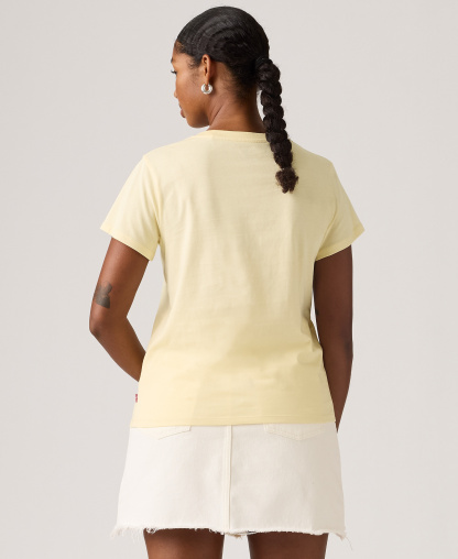 Levi's Women's Perfect Graphic Logo Cotton T-Shirt - P2_blake Brushstroke Bw Fill French Vanilla