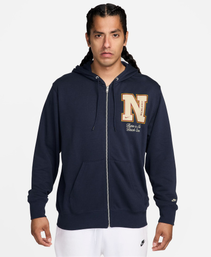 Nike Men's Sportswear Club French Terry Full-Zip Hoodie - Obsidian/Light Khaki