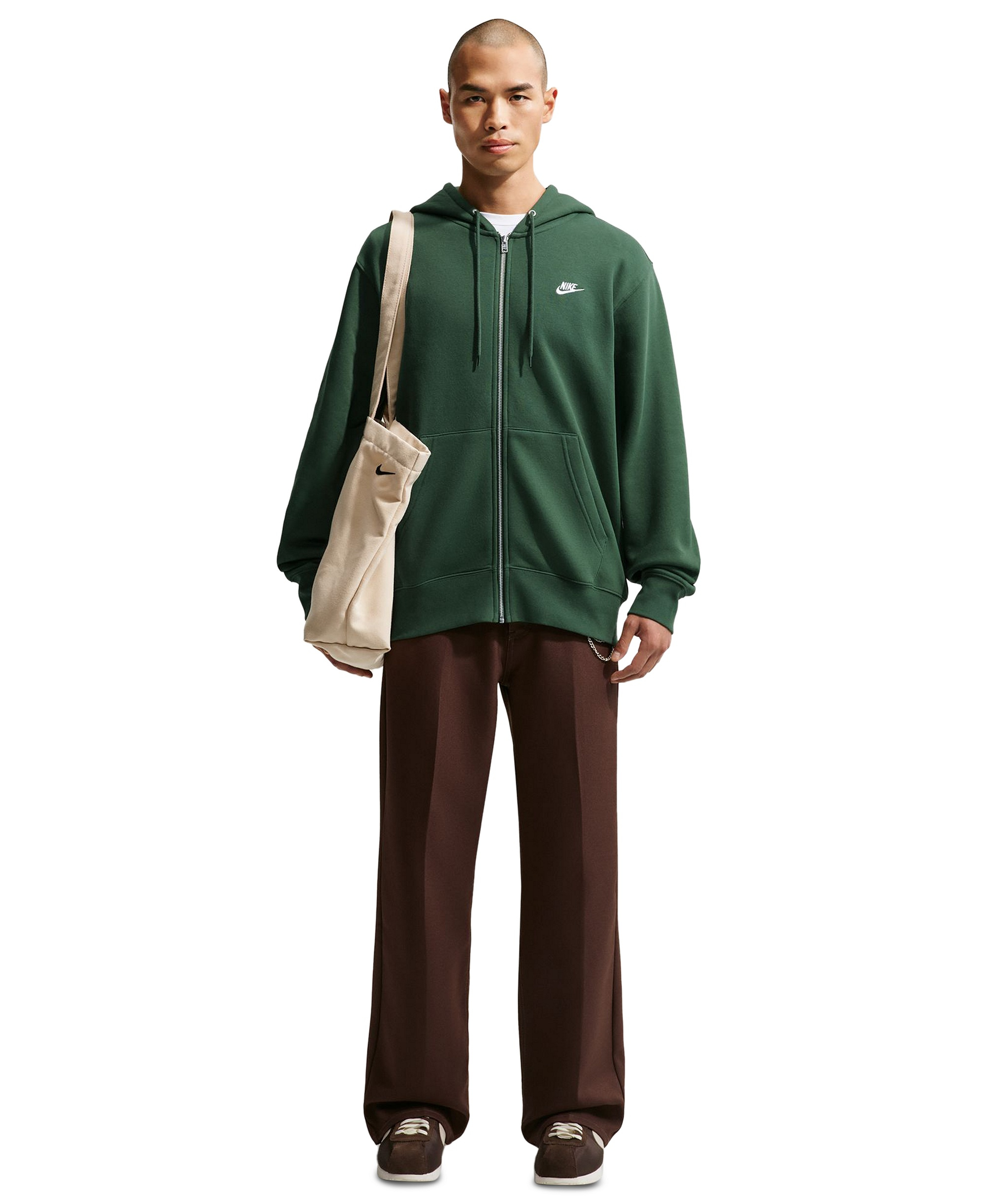 Nike Men's Full-Zip Fleece Regular-Fit Hoodie - Fir/White