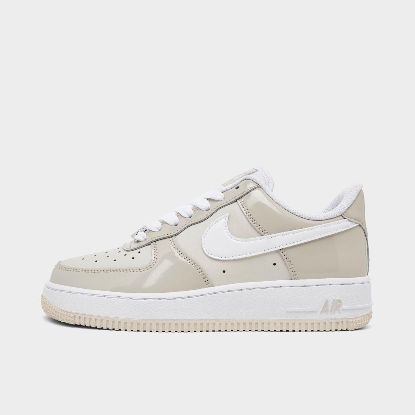 Women's Nithtke Air Force 1 '07 Casual Shoes - Cream II/White/Light Orewood Brown - Left shoe facing left. Outside of the shoe.