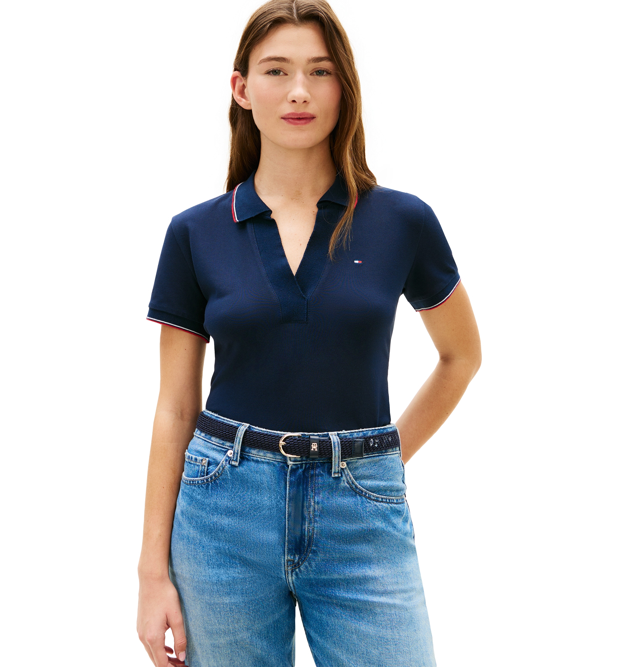 Tommy Hilfiger Women's Johnny Collar Short-Sleeve Polo T-Shirt - Dark Night Navy