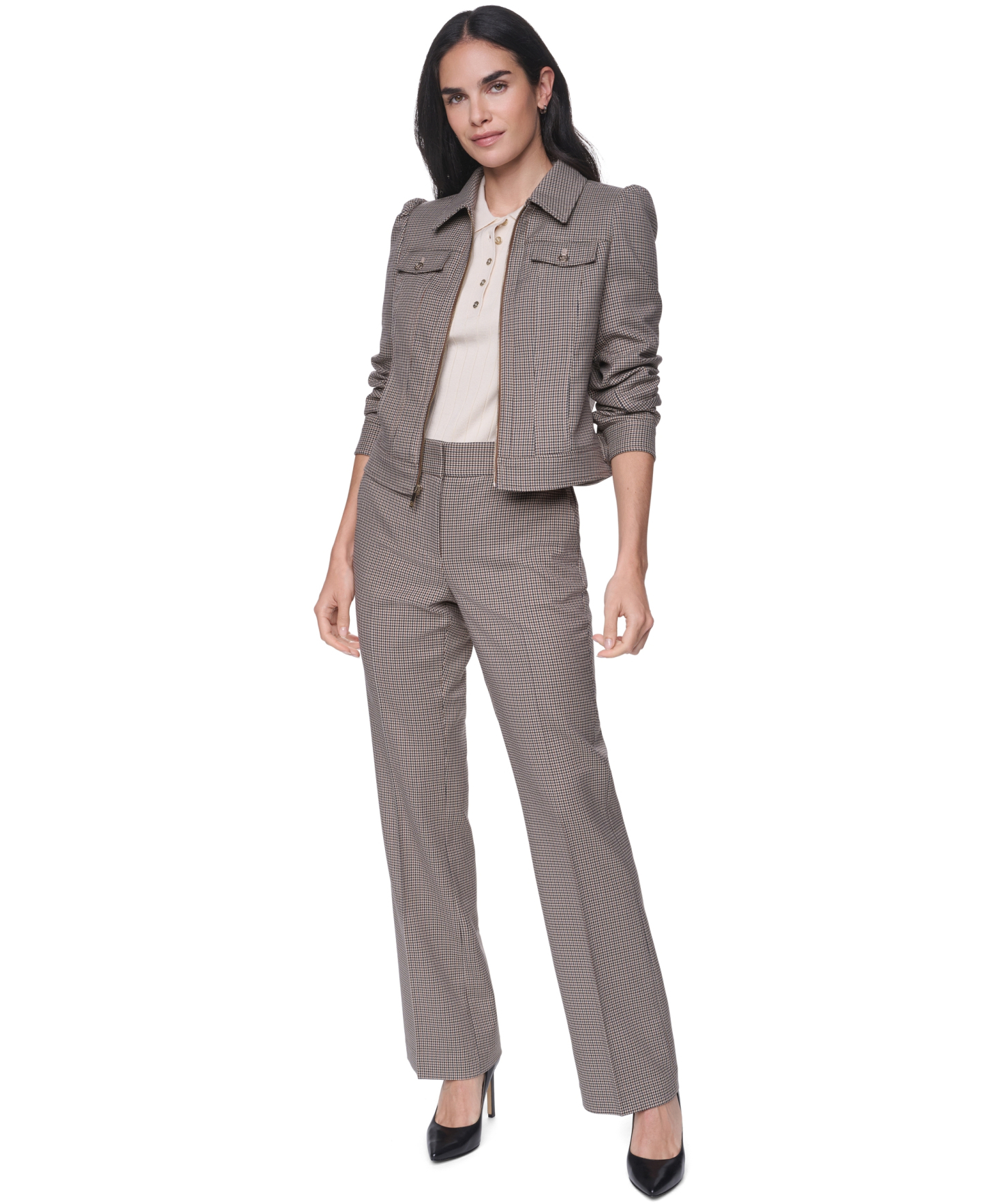 Tommy Hilfiger Women's Long-Sleeve Full-Zip Jacket - Khaki Multi