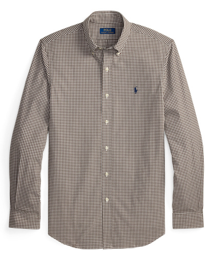Polo Ralph Lauren Men's Stretch Poplin Shirt - Nutmeg Brown White