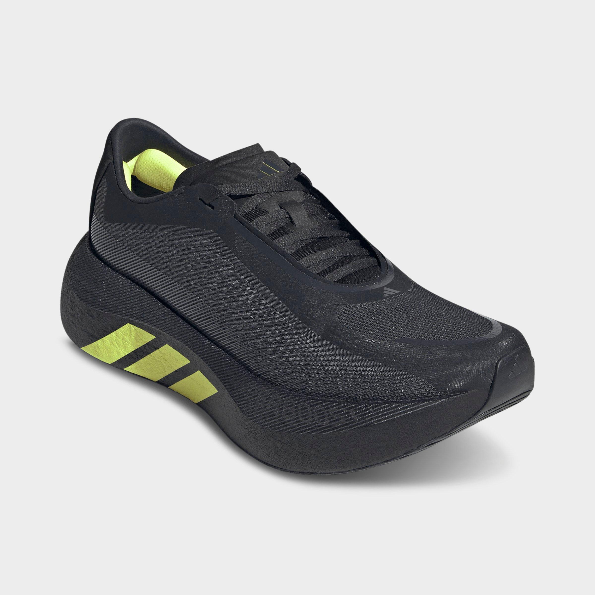 Men's adidas Hyperboost Edge Running Shoes - Part 2 - Carbon/Hi-Res Yellow/Grey - Both shoes facing left