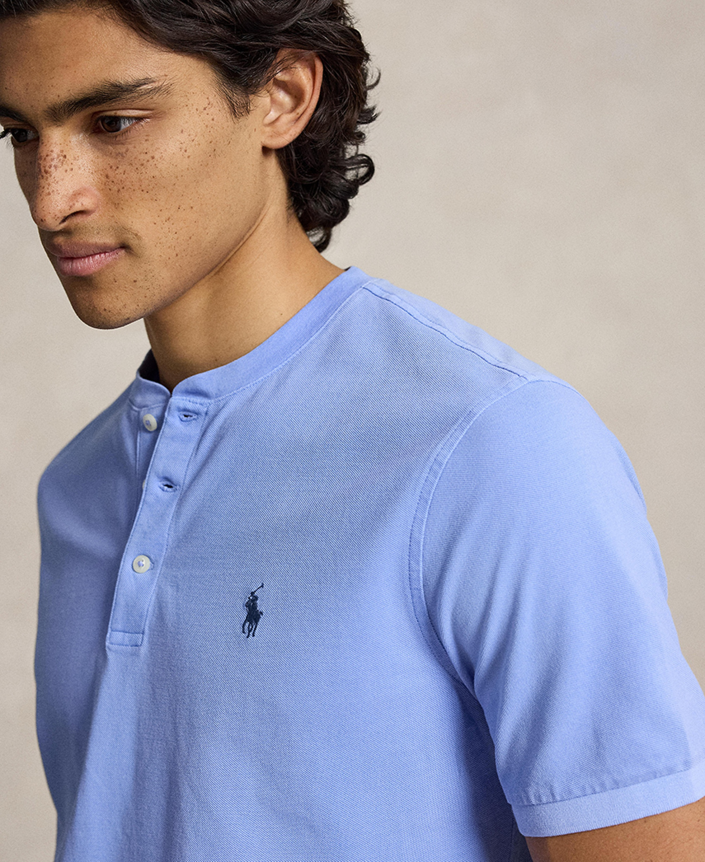 Polo Ralph Lauren Men's Featherweight Mesh Henley Shirt - Canvas Blue