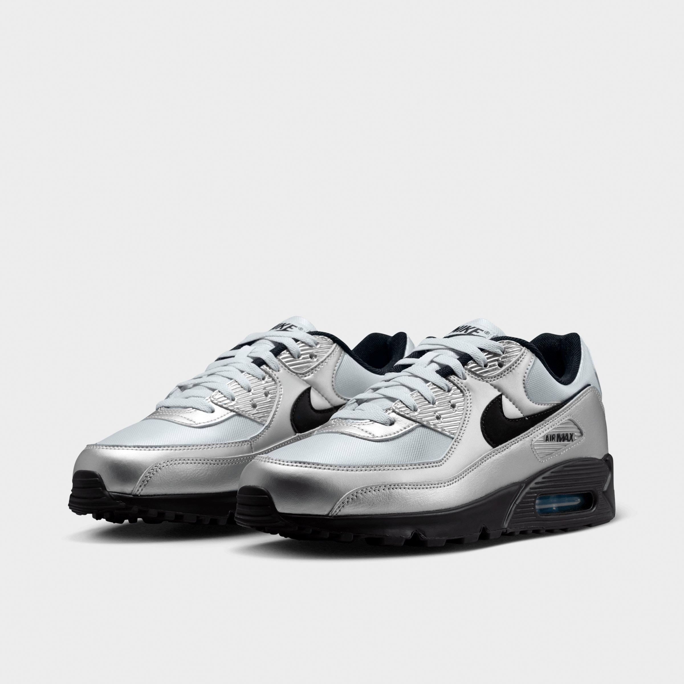 Men's Nithtke Air Max 90 Casual Shoes - Part 1 - Chrome/Gamma Blue/Black - Both shoes facing left