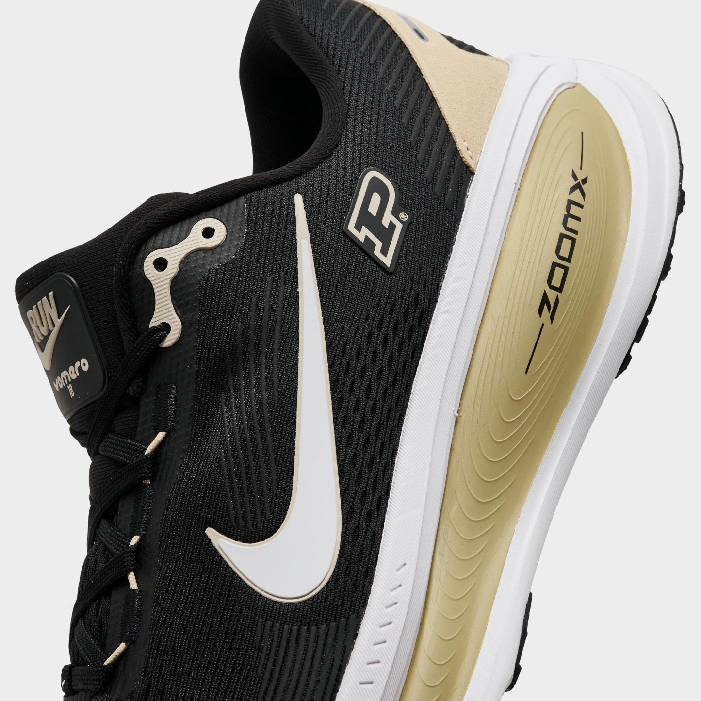 Men's Nithtke Vomero 18 Purdue Boilermakers Running Shoes - Part 1 - Black/White/Team Gold - Detail shot