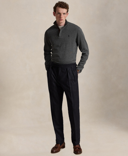 Polo Ralph Lauren Men's Luxury Jersey Quarter-Zip Pullover Sweater - Windsor Heather/C9760