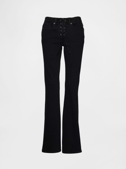 Low Rise Long & Lean Split-Hem Jeans - Basic black