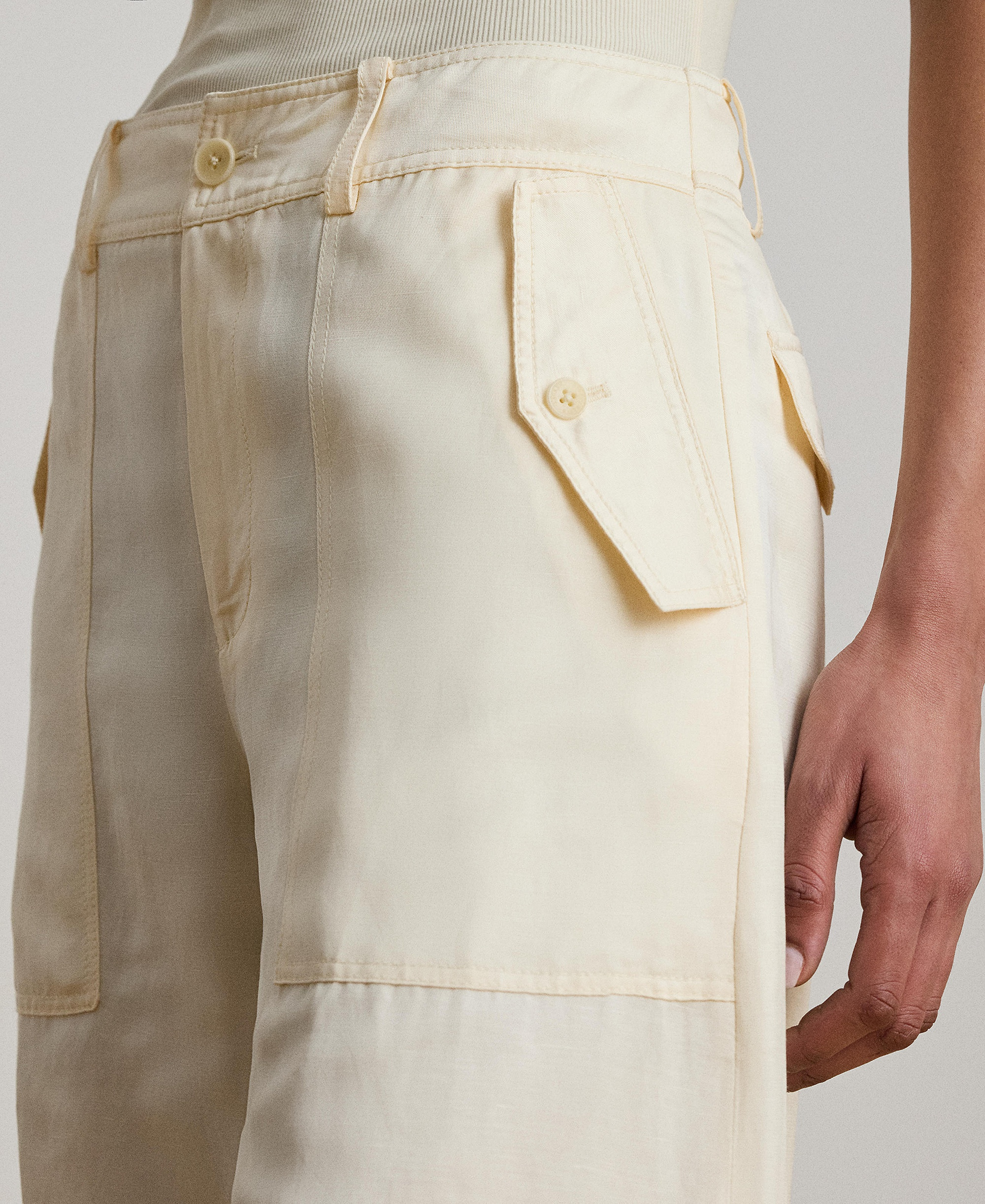 Lauren Ralph Lauren Women's Shantung Barrel Cargo Pants - Mascarpone Cream