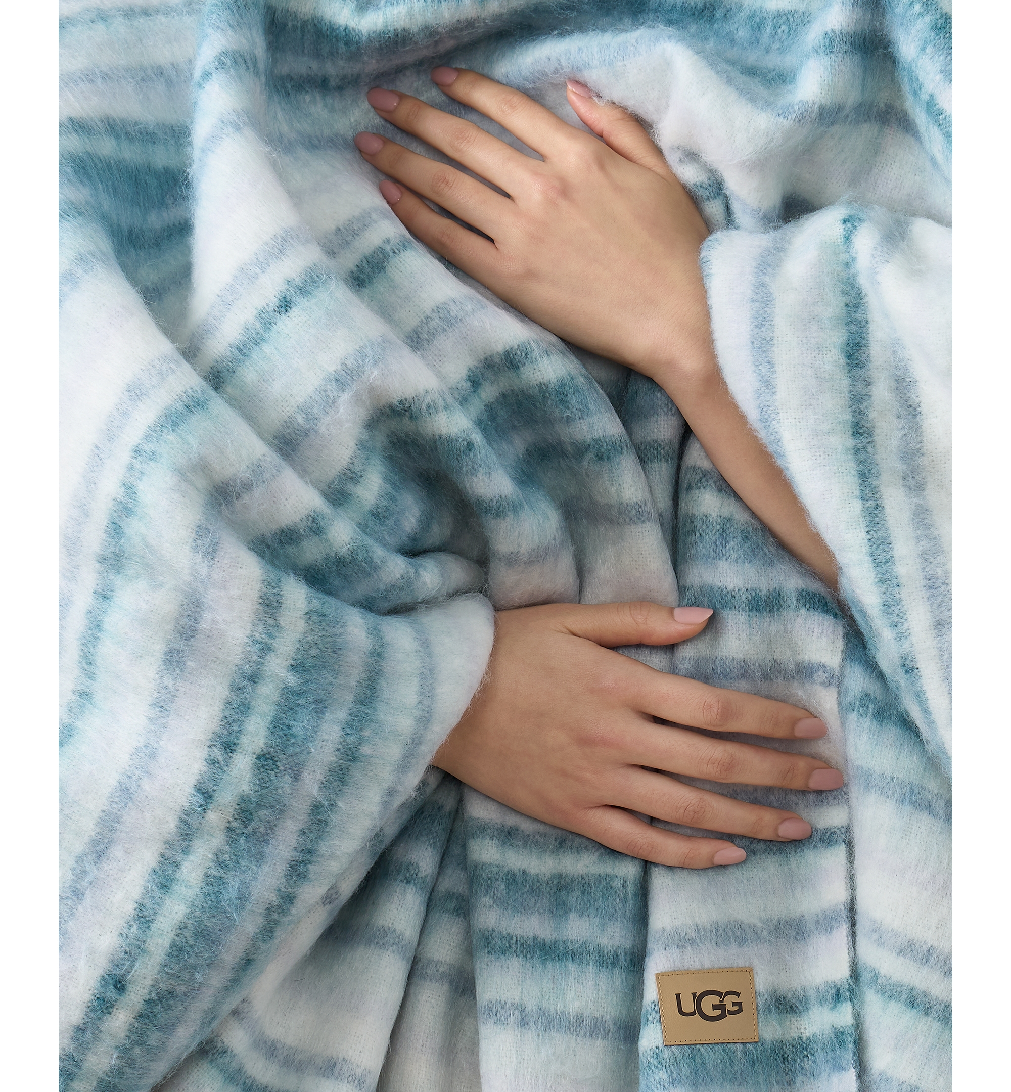 UGG® Joana Striped Throw, 50" x 70" - Silver Blue