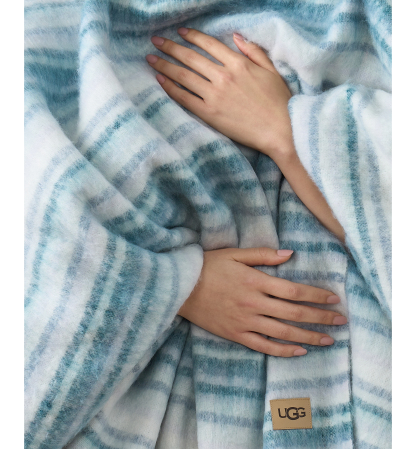 UGG® Joana Striped Throw, 50" x 70" - Silver Blue