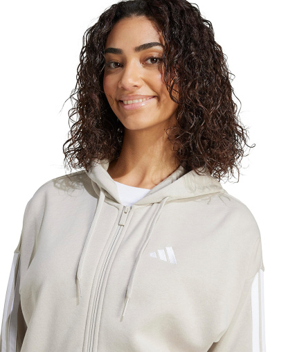 adidas Women's 3-Stripe Fleece Full-Zip Hoodie - Wonder Alumina/White