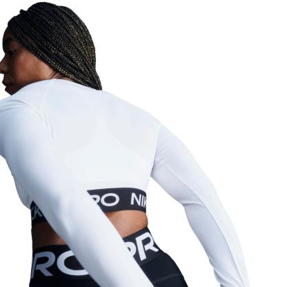 Women's Nithtke Pro 365 Dri-FIT Cropped Long-Sleeve T-Shirt - White/Black