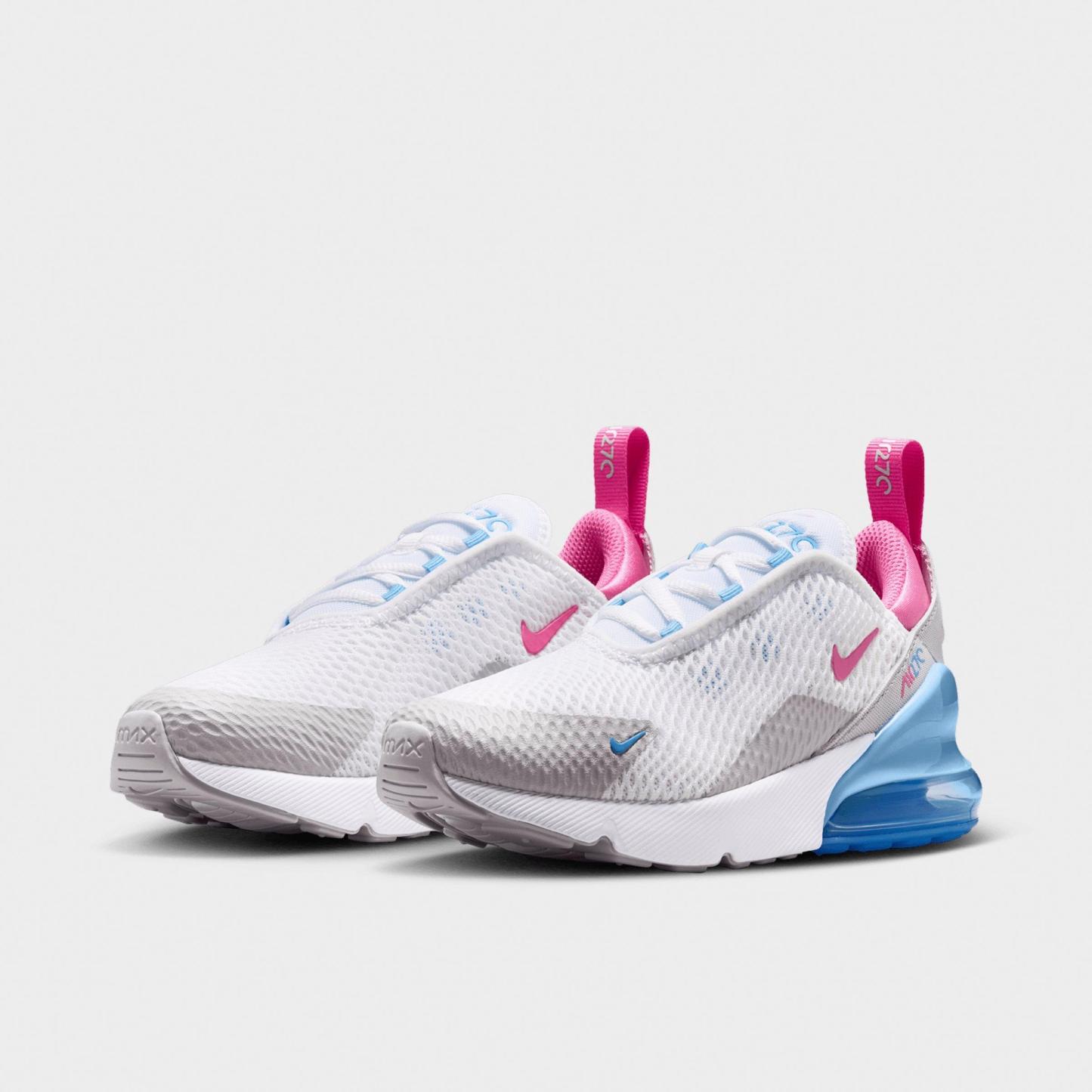 Little Kids' Nithtke Air Max 270 Casual Shoes - White/Football Blue/Arctic Green/Pinksicle - Both shoes facing left