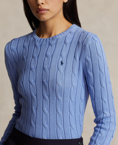 Polo Ralph Lauren Women's Cable-Knit Cotton Crewneck Sweater - New Litchfield Blue