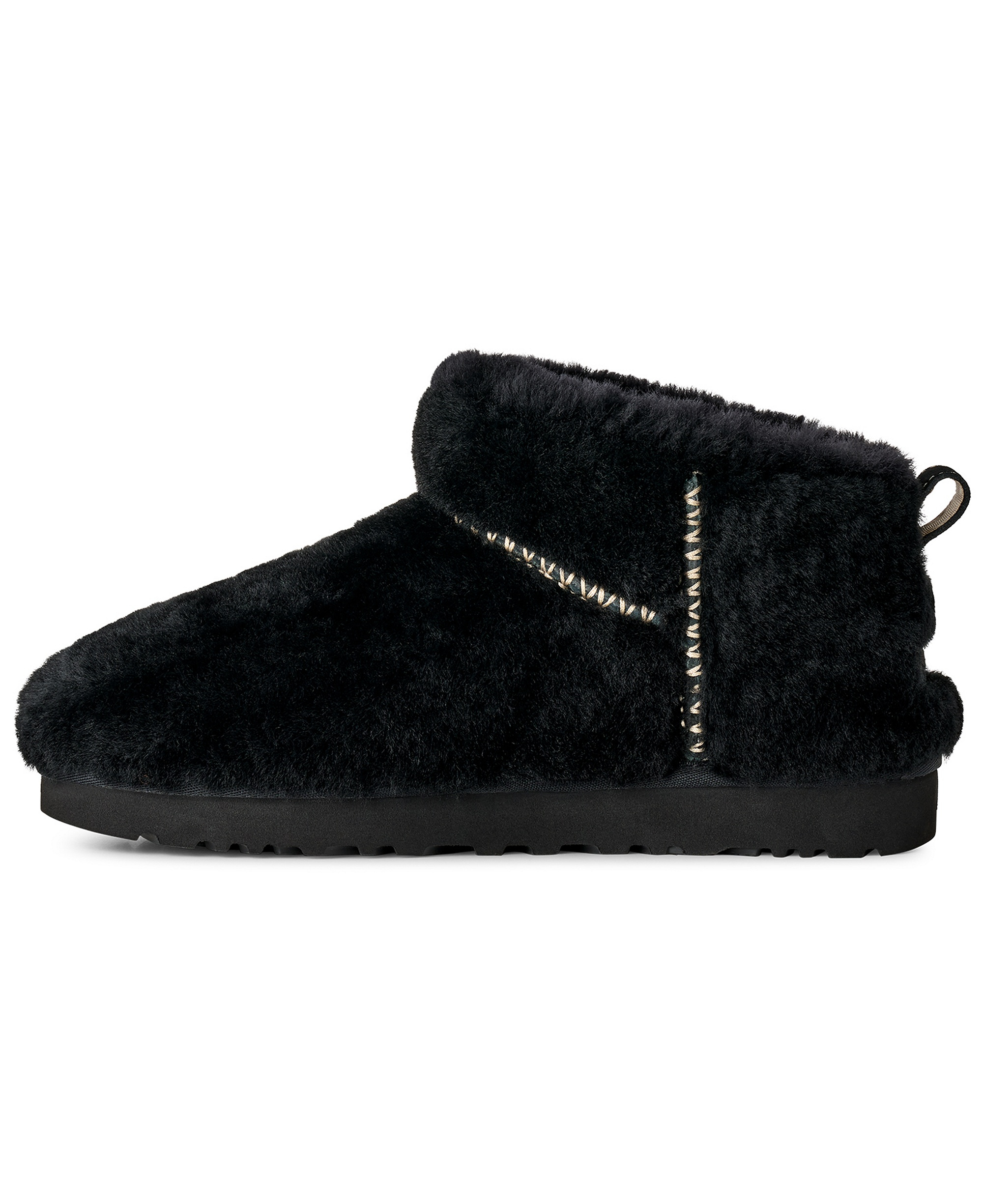 UGG® Women's Classic Ultra Mini Fluffed Round Toe Booties - Black