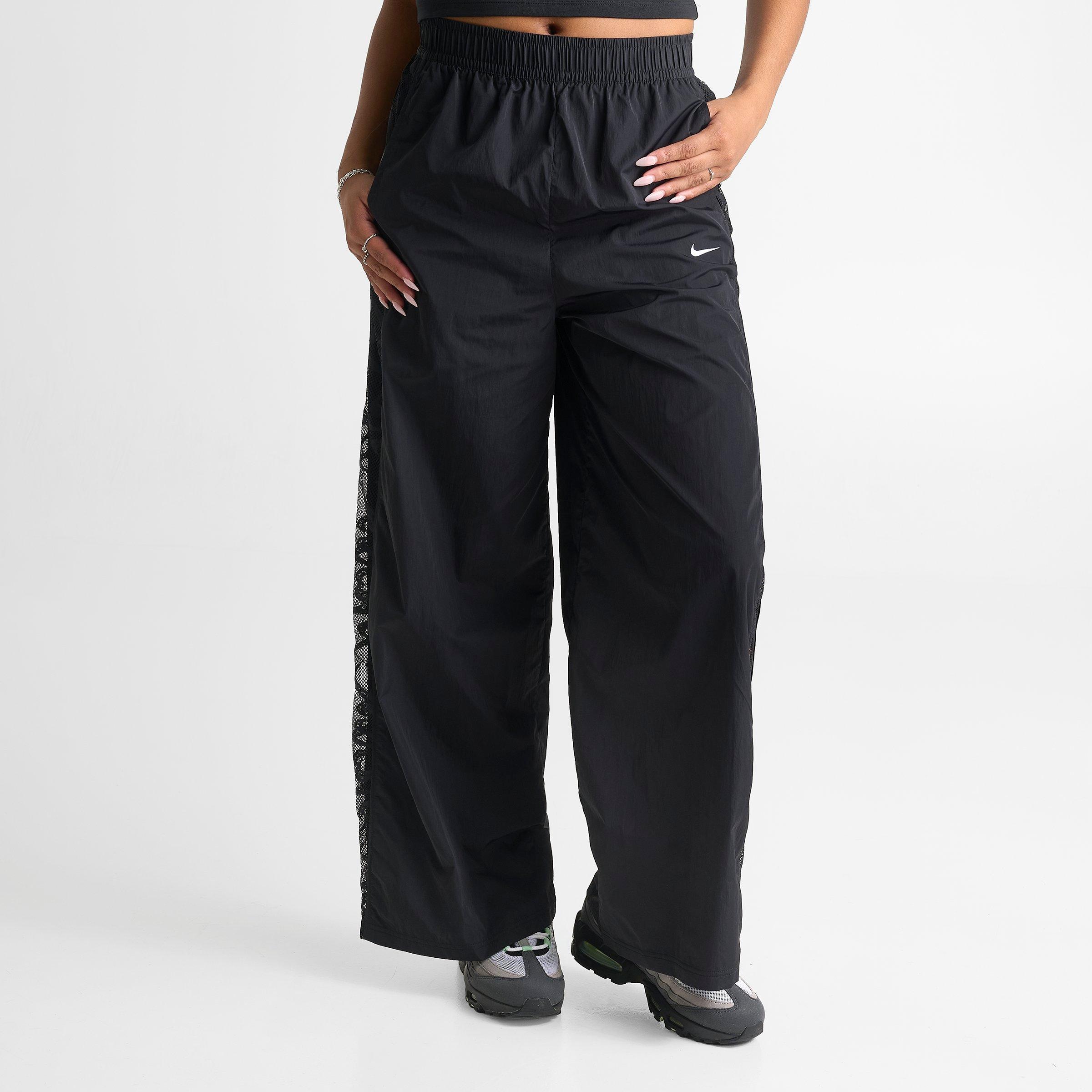 Women's Nithtke Sportswear Loose Mid-Rise Lace Track Pants - Black/Black/White