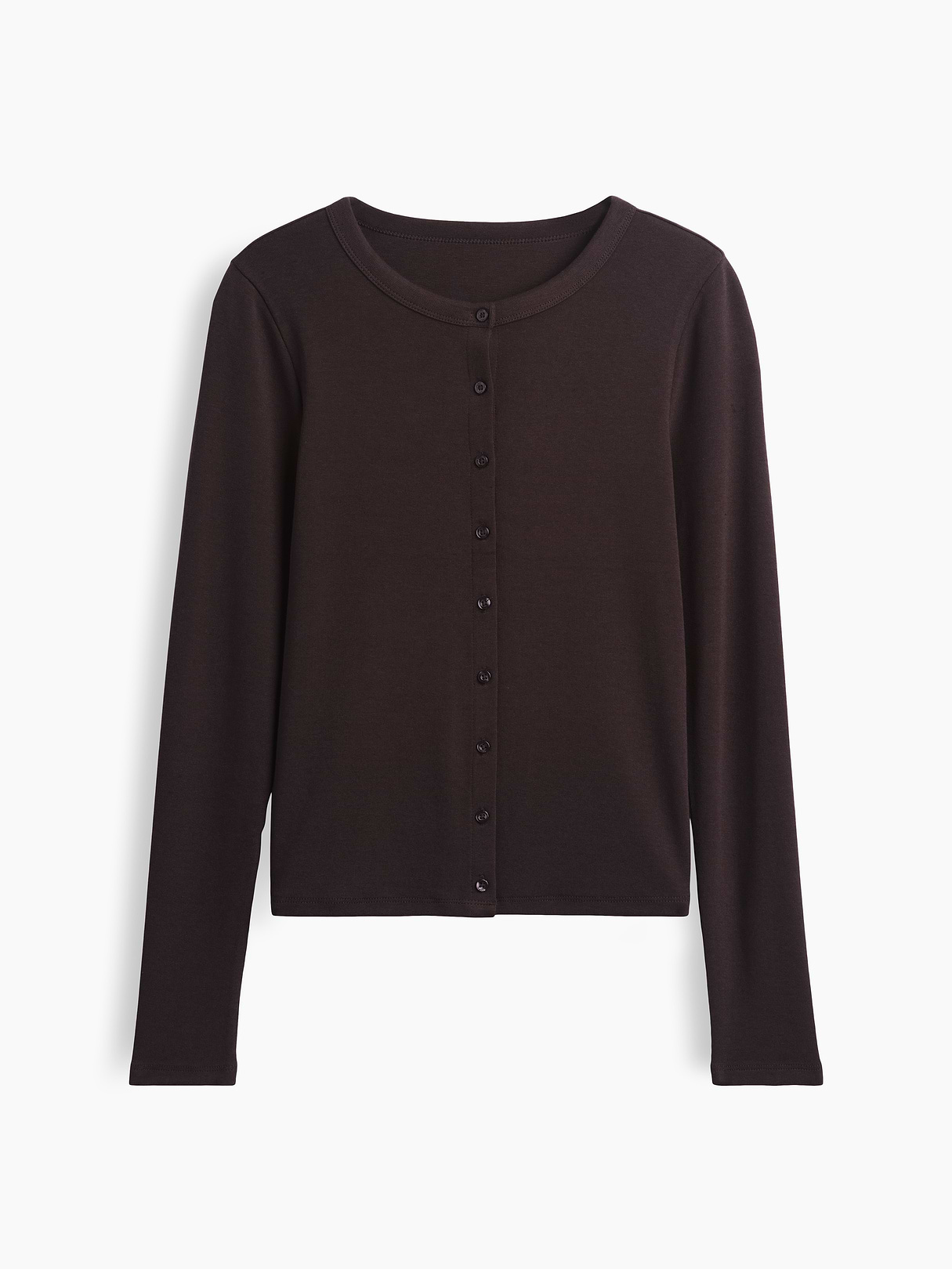 Modern Crewneck Cardigan - Terra brown