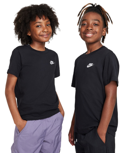 Nike Boys' and Girls' 6-20 Sportswear Embroidered Logo Graphic T-Shirt - Black