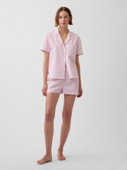 Poplin PJ Boxer Shorts - Pink & white stripe