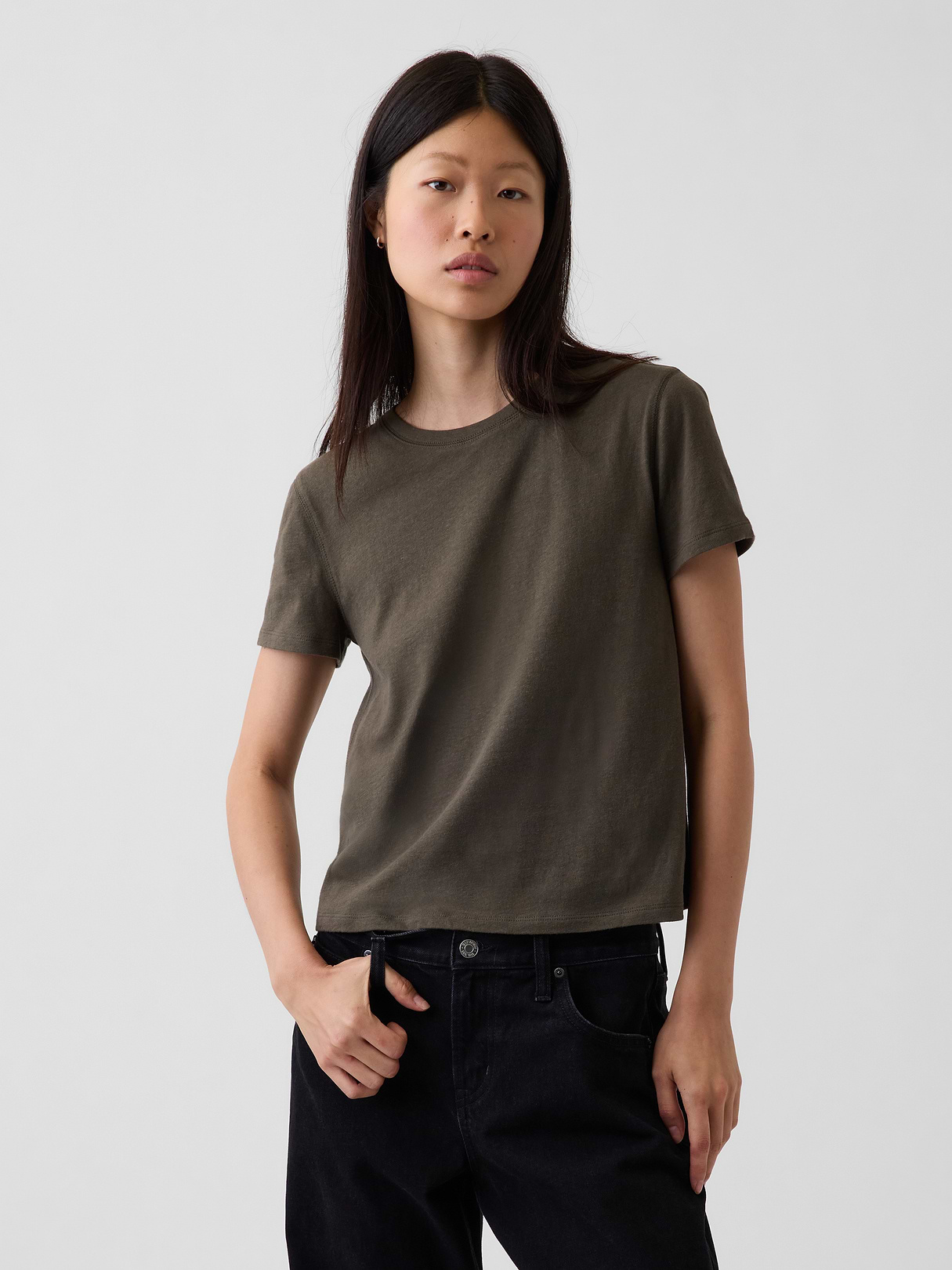 100% Cotton Authentic Shrunken T-Shirt - Bamboo green