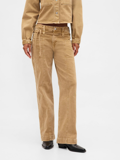 Low Rise Drawcord '90s Loose Jeans - Mojave tan