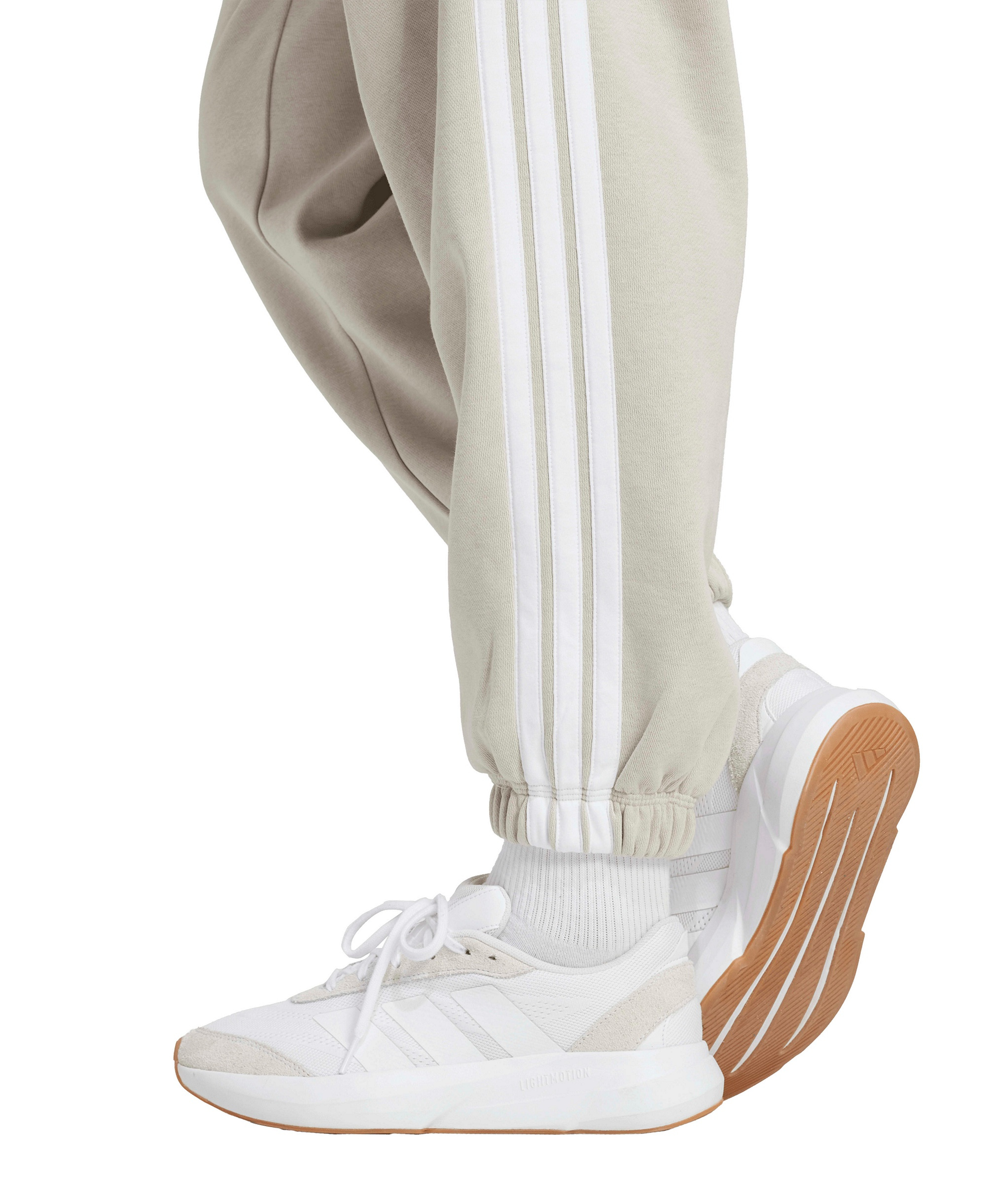 adidas Women's Essentials 3-Stripes Pull-On Fleece Loose Pants - Wonder Alumina/White