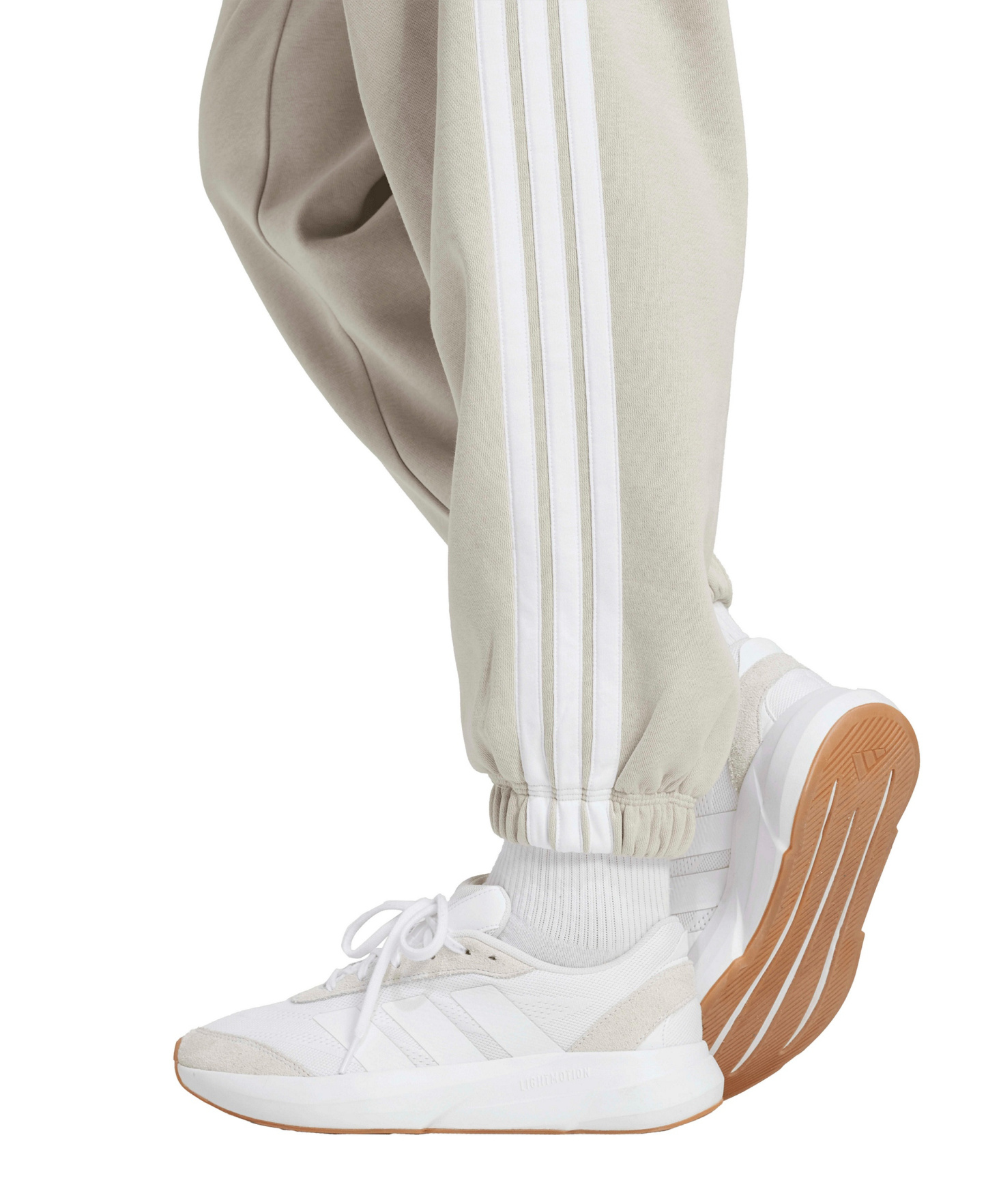 adidas Women's Essentials 3-Stripes Pull-On Fleece Loose Pants - Wonder Alumina/White
