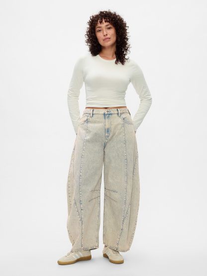 High Rise UltraSoft Crossover Horseshoe Jeans - Light tint