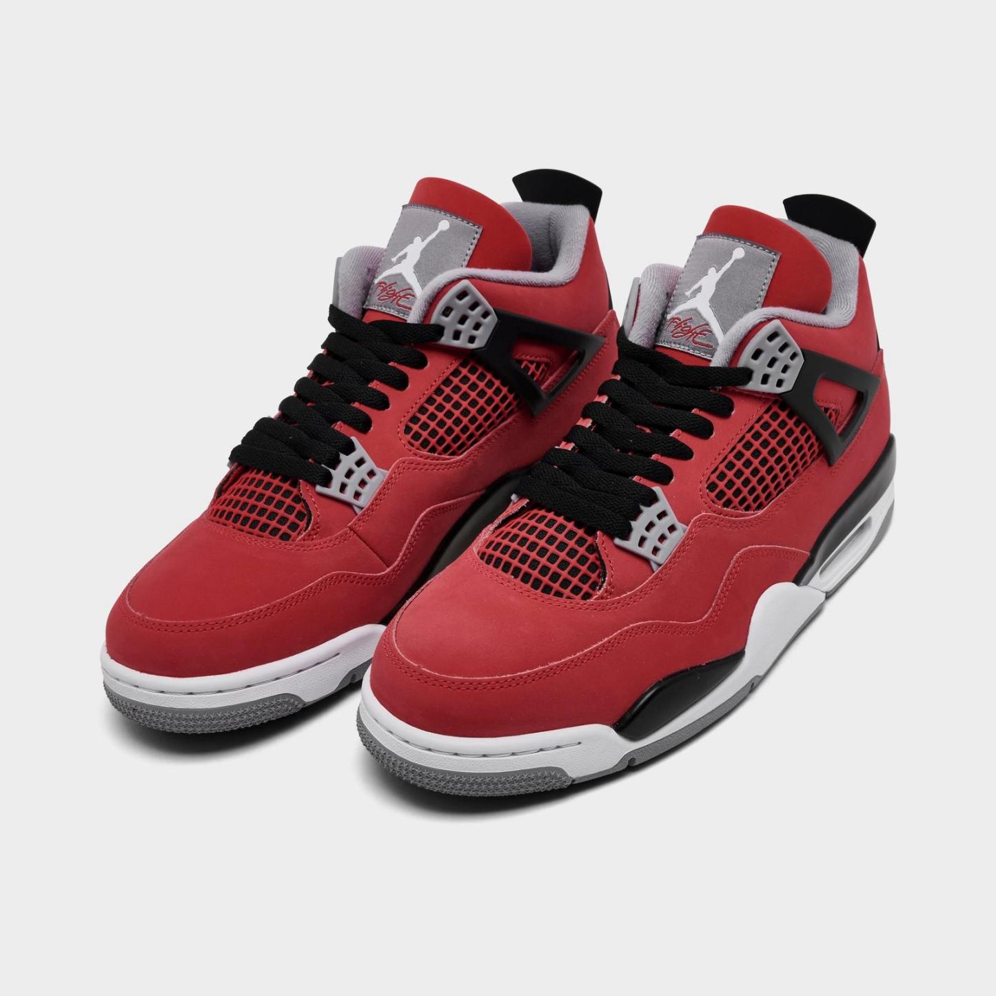 Men's Air Jordan Retro 4 Basketball Shoes - Off White/Anthracite/Fire Pink - view 2
