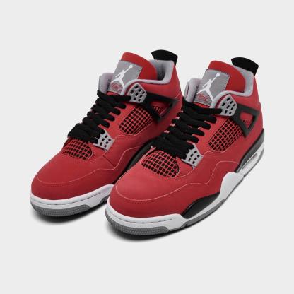 Men's Air Jordan Retro 4 Basketball Shoes - Off White/Anthracite/Fire Pink - view 2