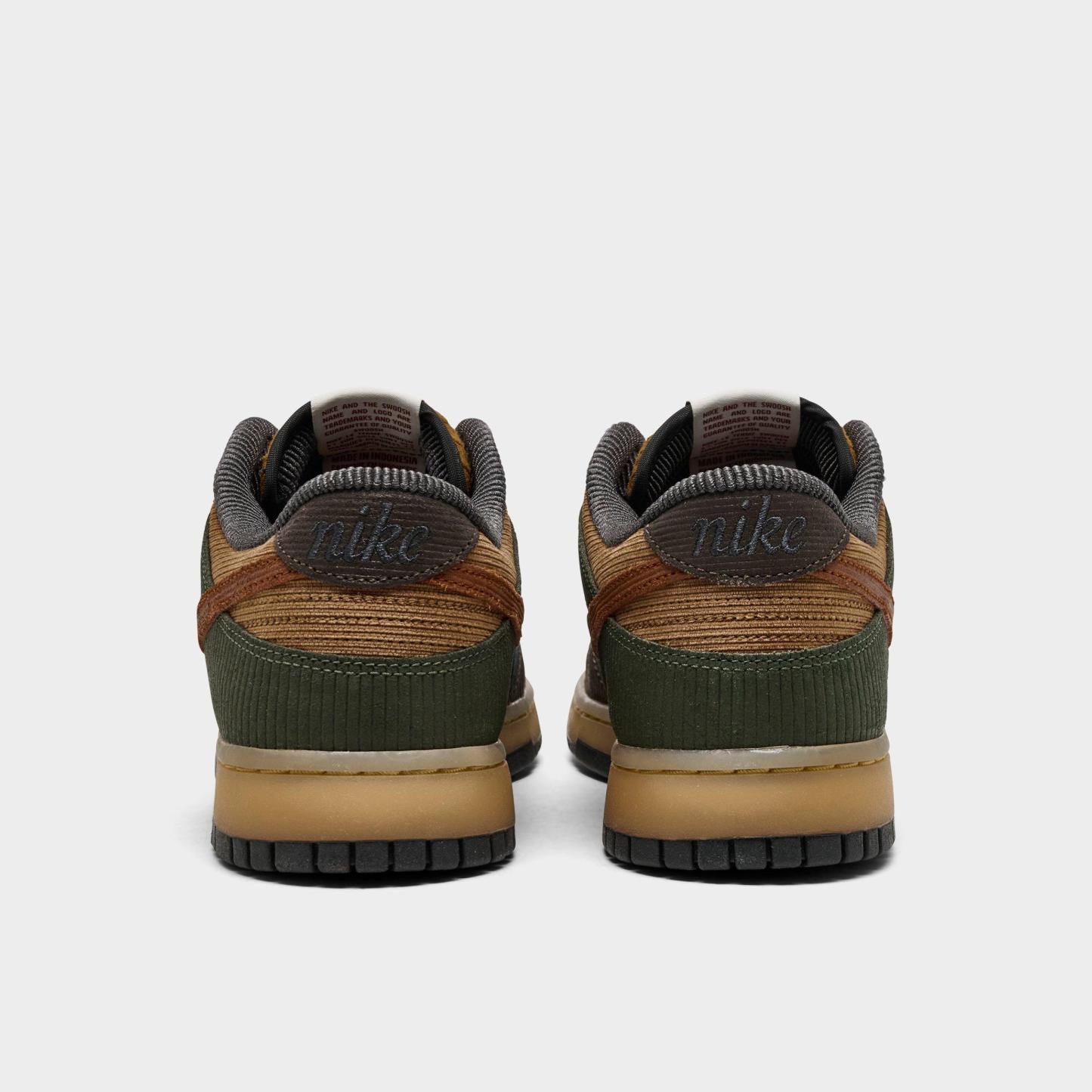 Nithtke Dunk Low Retro Premium SE Corduroy Casual Shoes (Men's Sizing) - Light British Tan/Cargo Khaki/Baroque Brown/Cinnamon - Back view