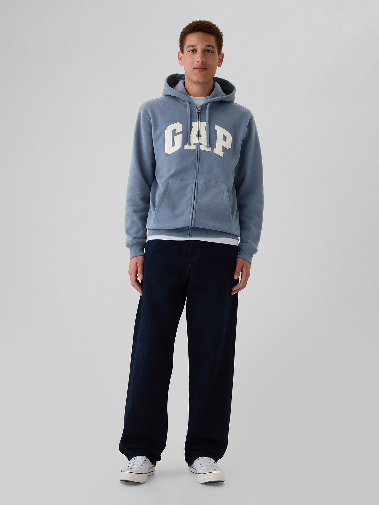 Adult VintageSoft Arch Logo Zip Hoodie - bainbridge blue