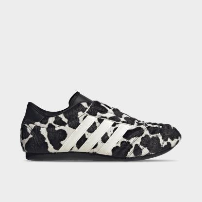 Women's adidas Originals Taekwondo Cow Print Casual Shoes - Core Black/Off White - Left shoe facing left. Outside of the shoe.