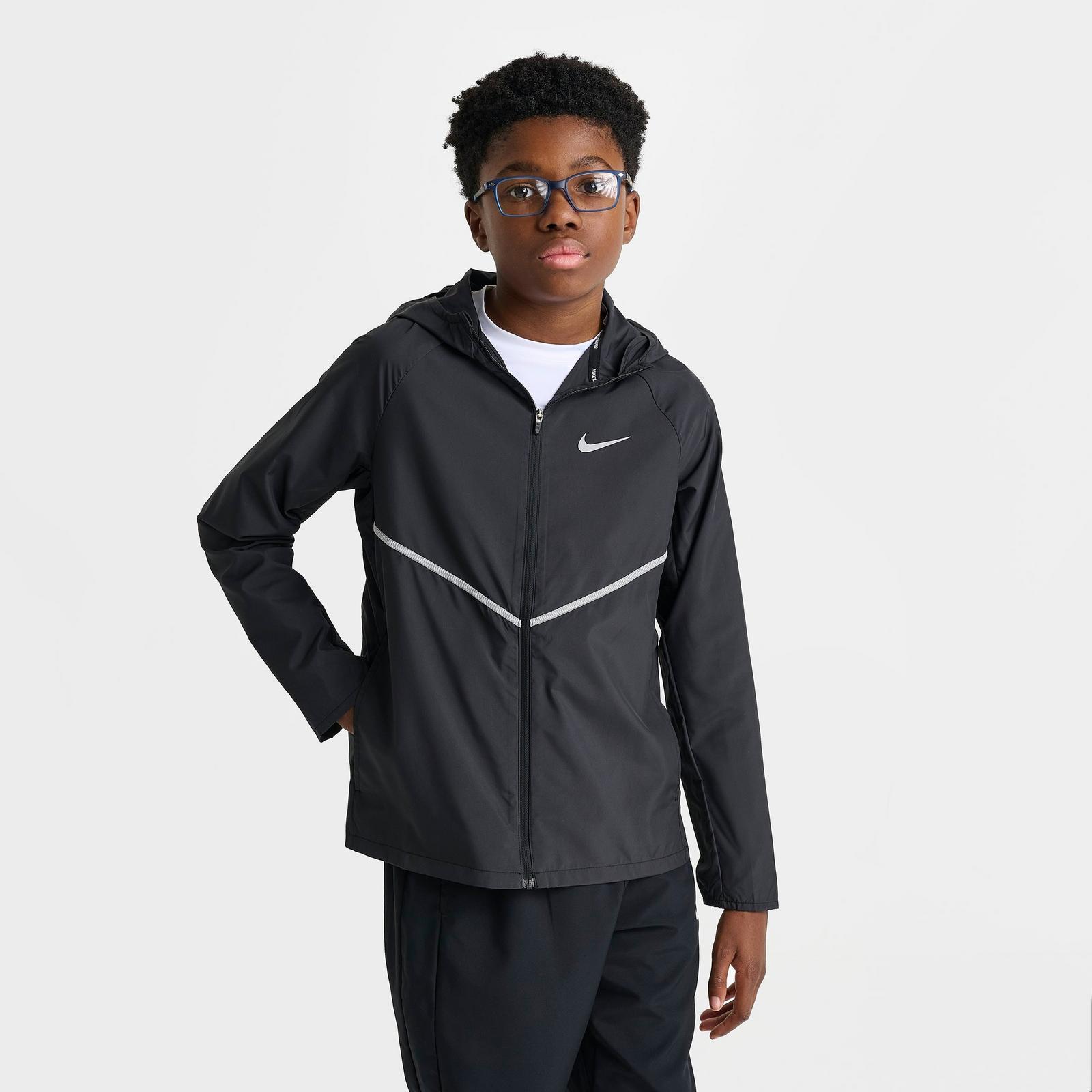 Big Kids' Nike Miler Training Jacket - Black/Reflective Silver