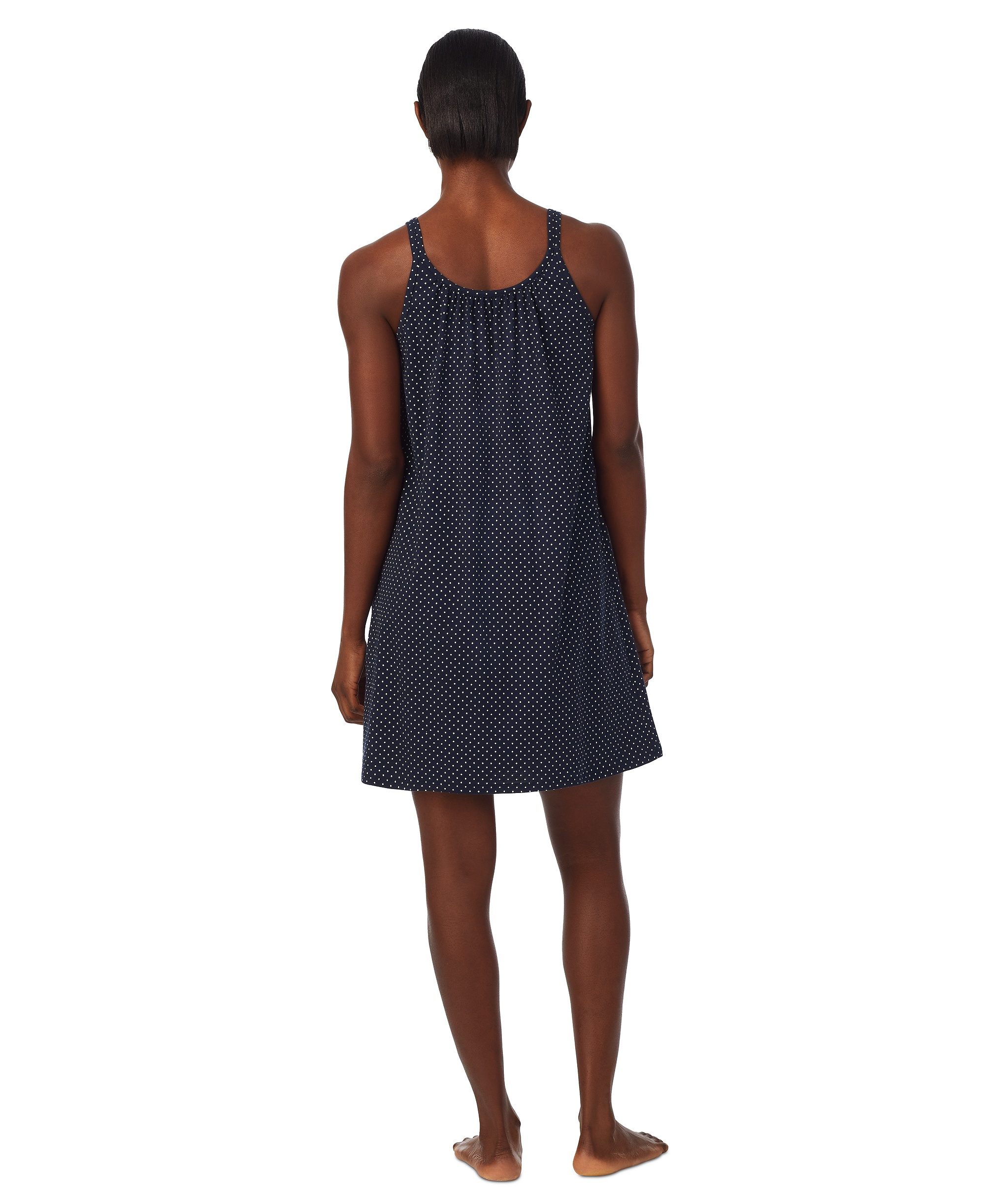 Lauren Ralph Lauren Cotton Knit Double-Strap Nightgown - Navy dot