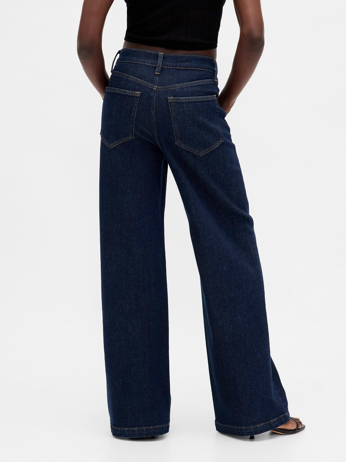 High Rise Stride Cuffed Wide-Leg Jeans - Dark blue indigo