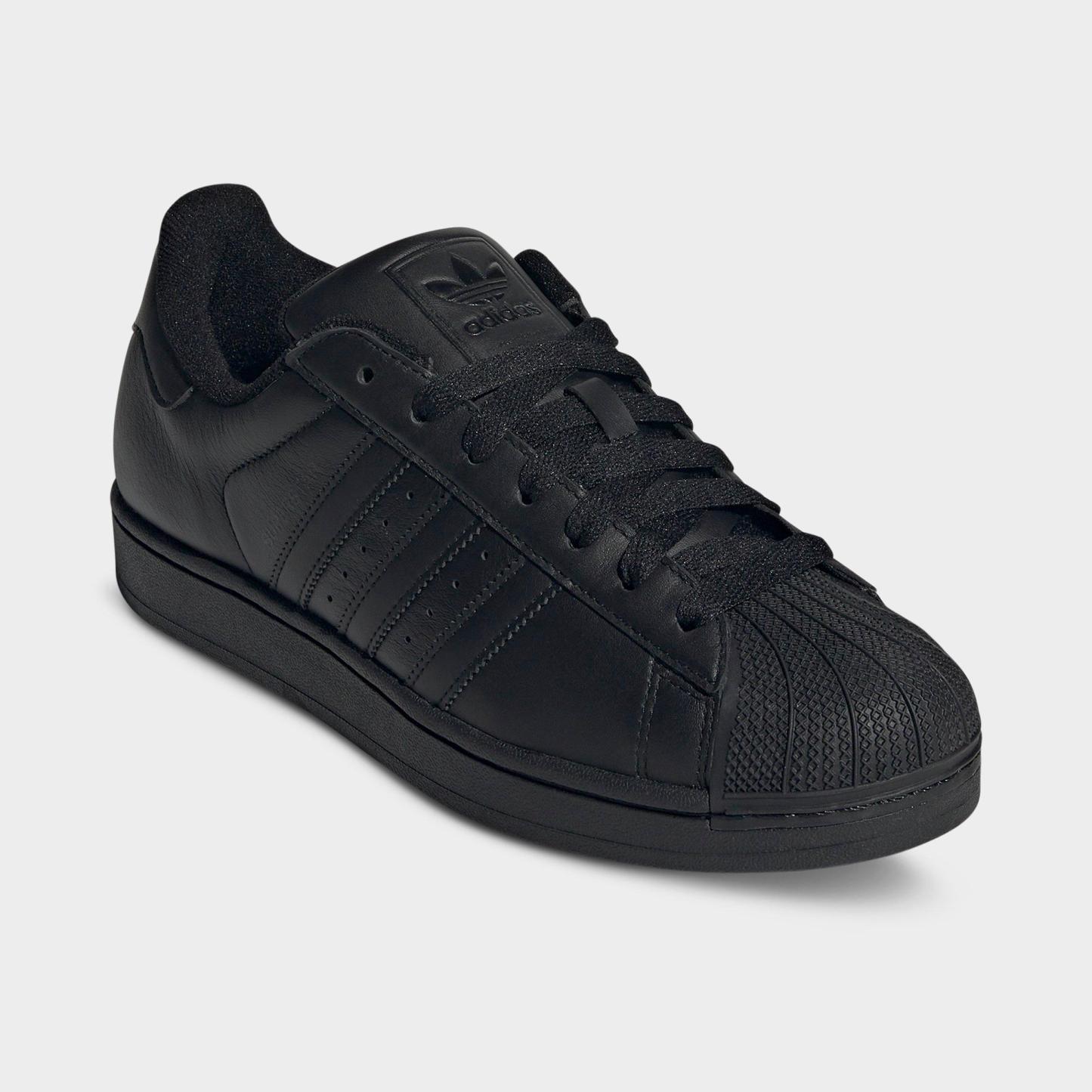Men's adidas Originals Superstar II Casual Shoes - Part 1 - Black/Black/Black - Both shoes facing left