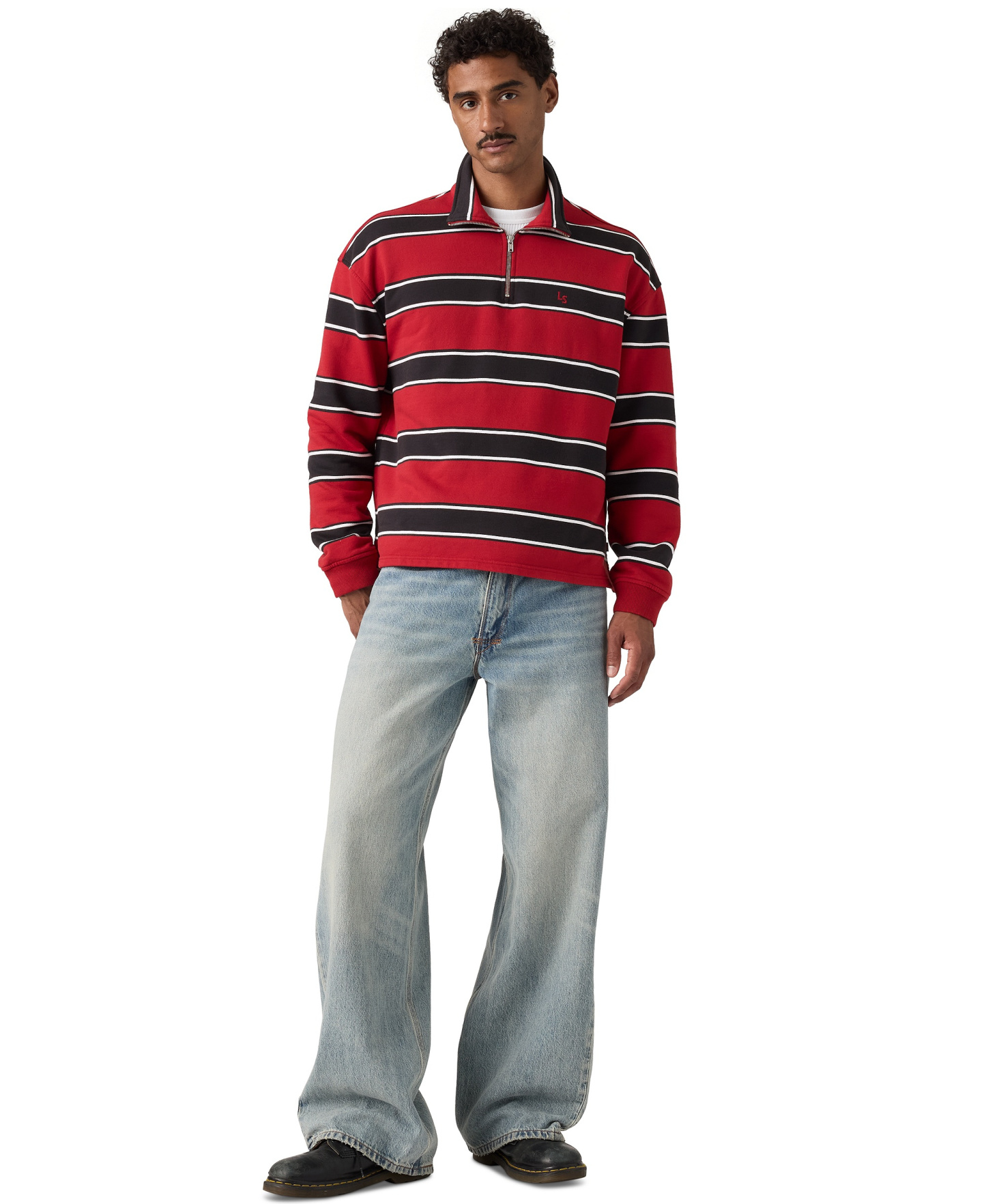 Levi's Men's Cameron Quarter-Zip Sweater - Stripe Emboldened