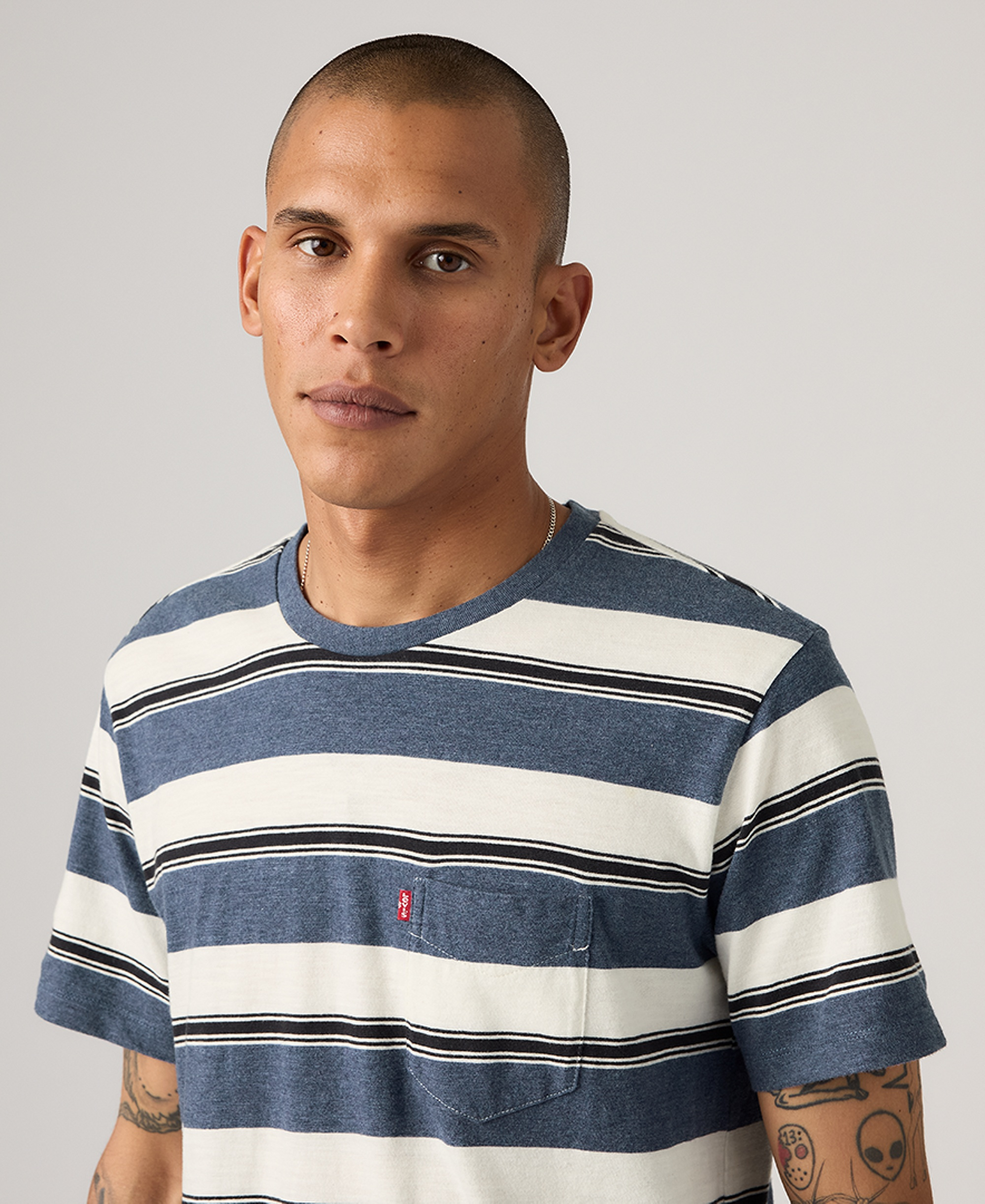Levi's Men's Classic Pocket Crewneck Short-Sleeve T-Shirt - Ensign Blue Stripe