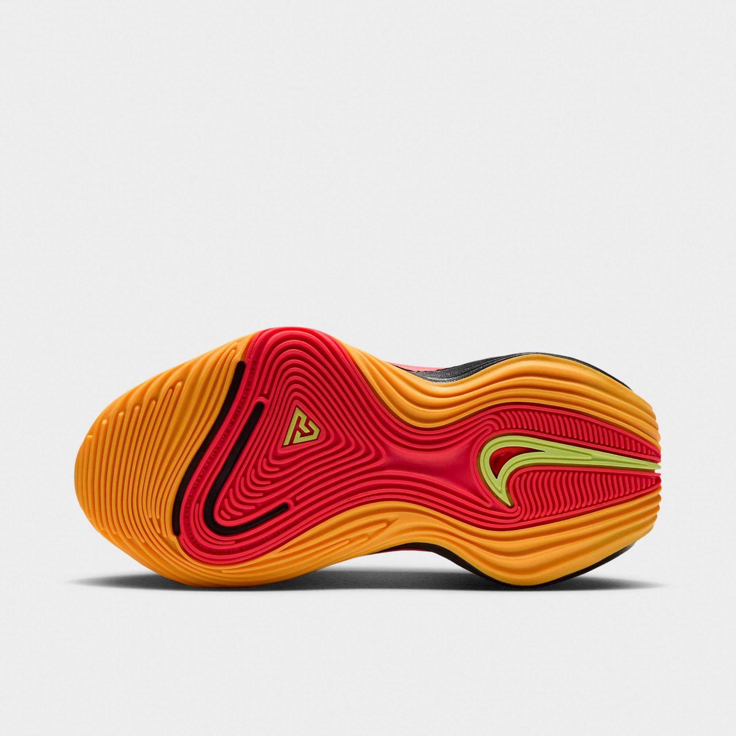 Little Kids' Nithtke Giannis Immortality 5 Basketball Shoes - Laser Crimson/Laser Orange/Black/Metallic Silver - Bottom view