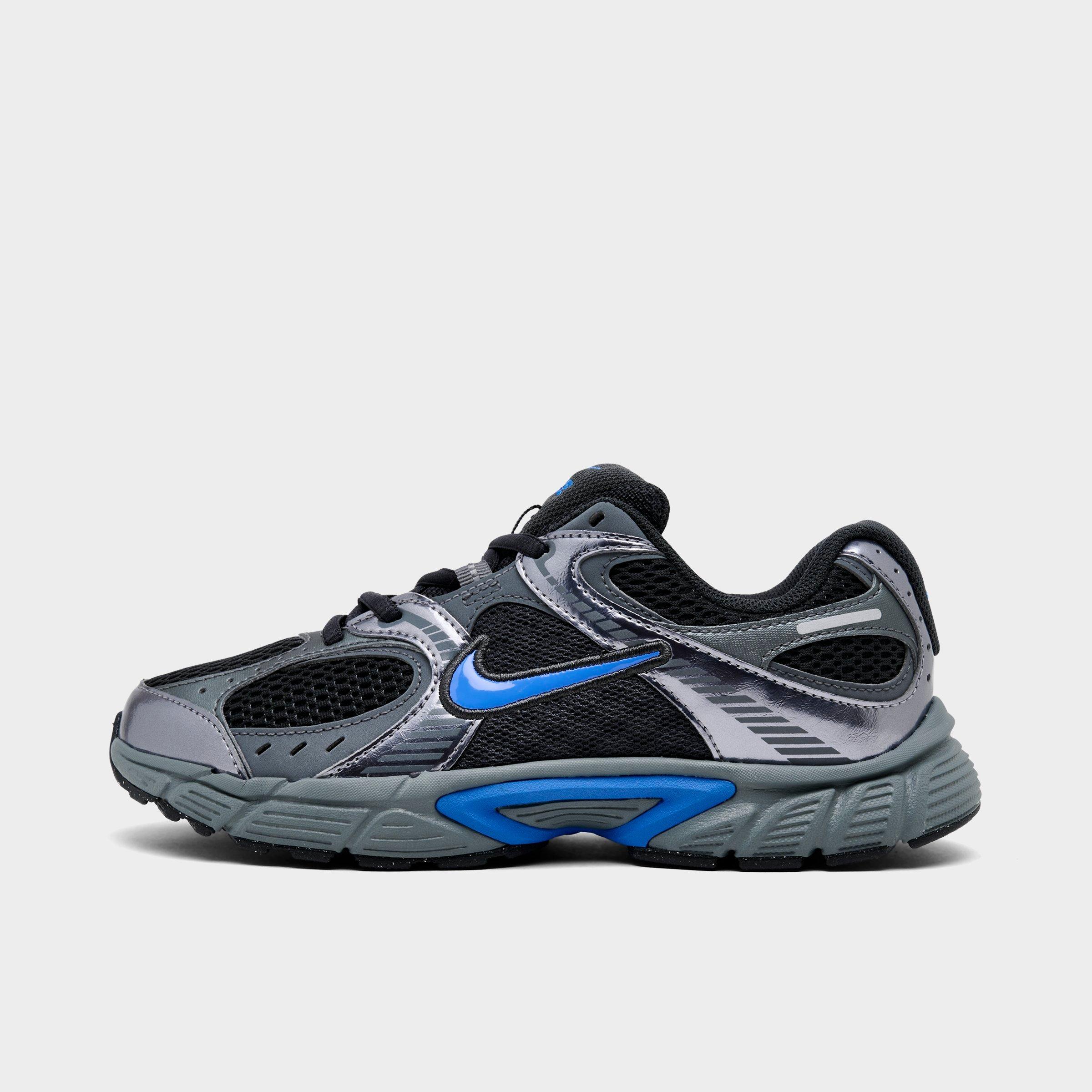Big Kids' Nithtke V5 RNR Casual Shoes - Anthracite/Blue Crystal - Left shoe facing left. Outside of the shoe.
