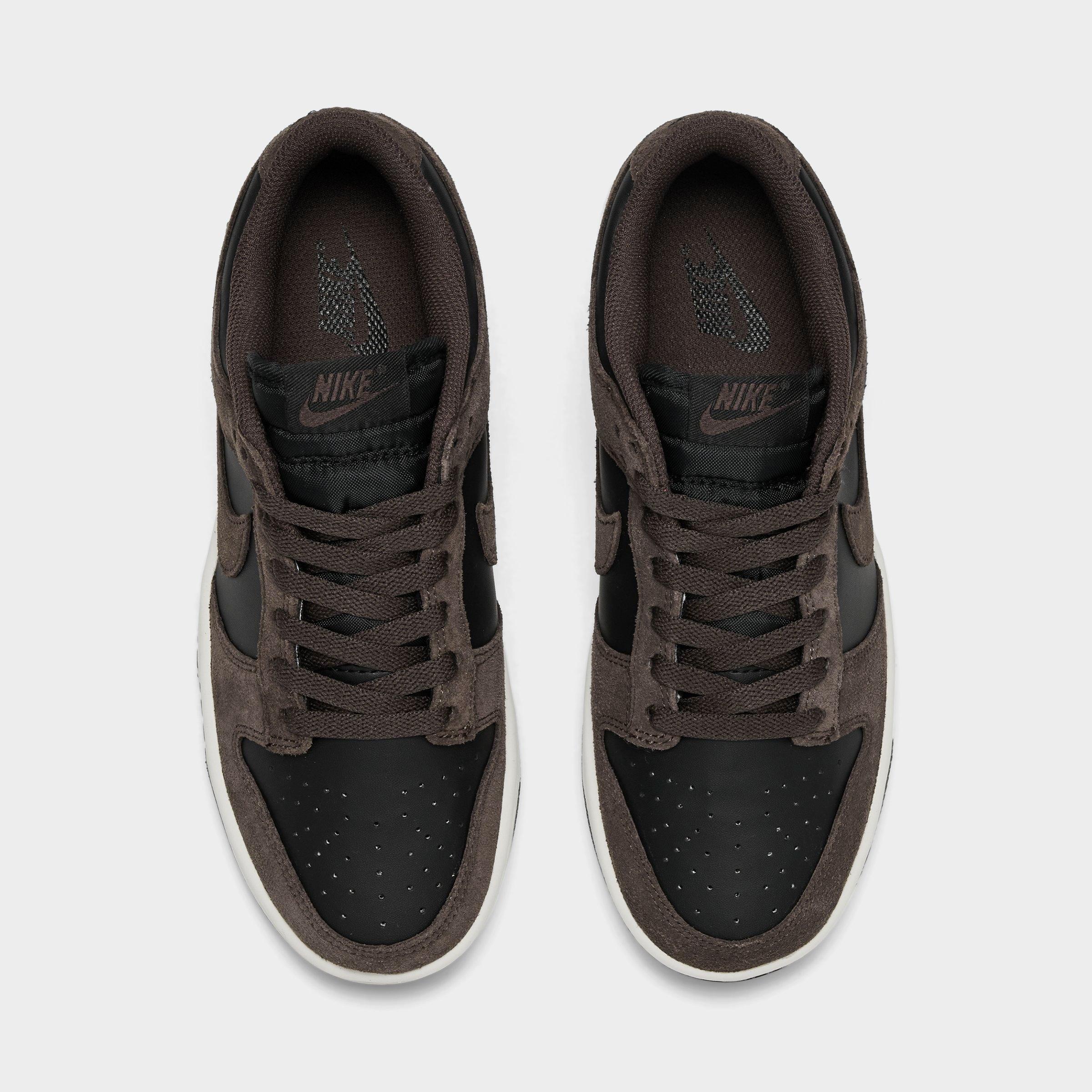 Women's Nithtke Dunk Low Mini Swoosh Casual Shoes - Black/Sail/Metallic Silver/Baroque Brown - Top view