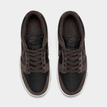 Women's Nithtke Dunk Low Mini Swoosh Casual Shoes - Black/Sail/Metallic Silver/Baroque Brown - Top view