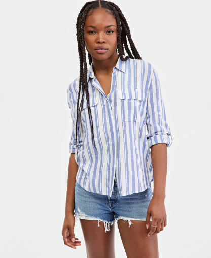 Levi's Premium Women's Elaine Utility Shirt - Bold Stripe Blue