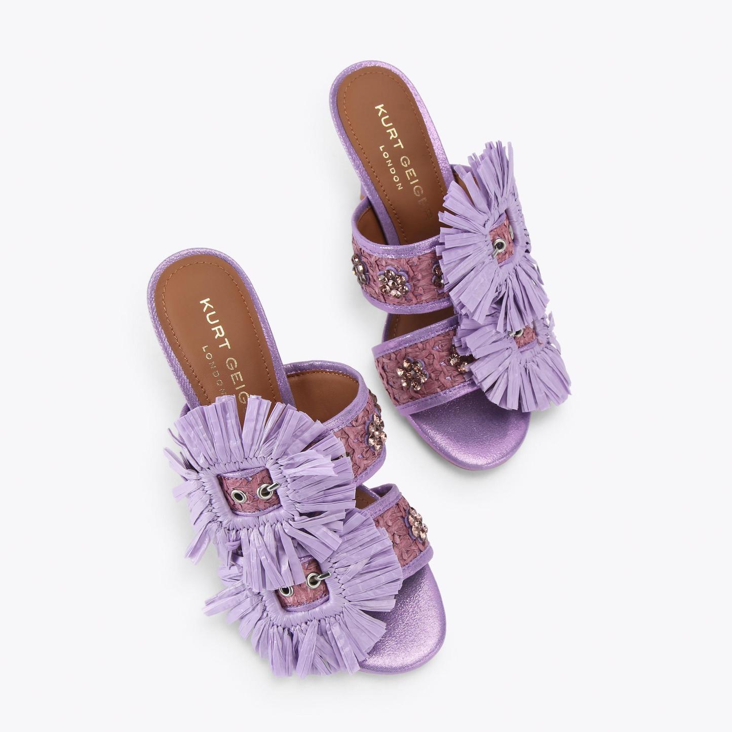Kurt Geiger London Raffia Buckle Heel - Purple - view 3